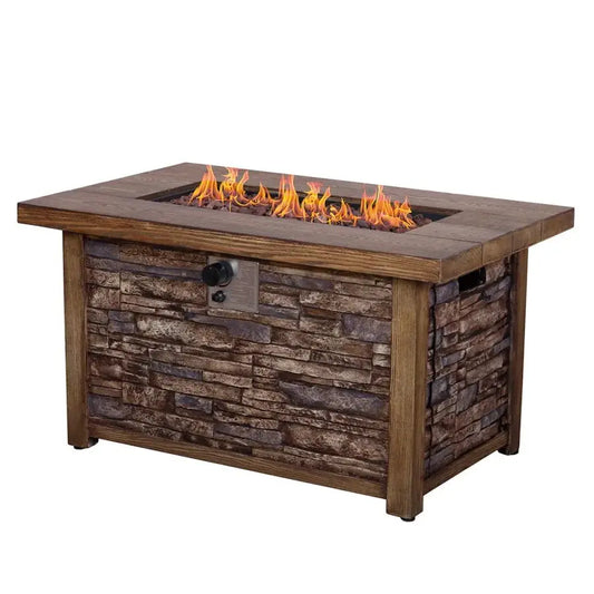 Afterglow Outdoor Retangular Propane Fire Pit Table for Garden