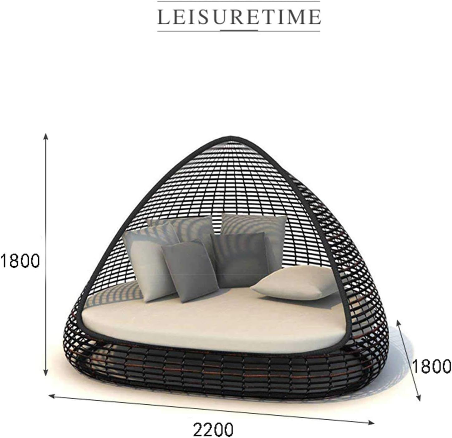 Oval rattan daybeds metal frame full-size day modern outdoor waterproof - North Oasis