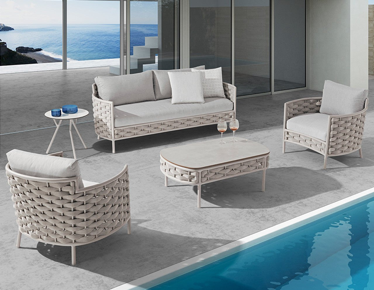 Premium Rope Lounge Set Horizontal Weaving - North Oasis